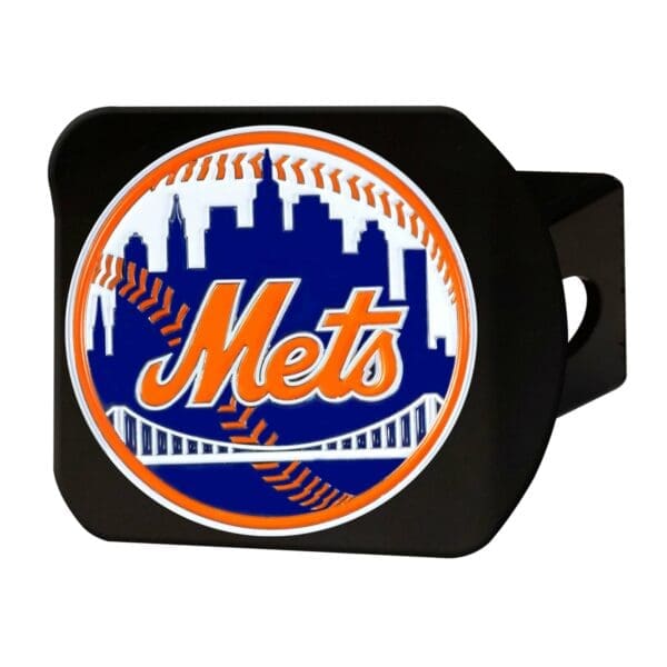 New York Mets Black Metal Hitch Cover 3D Color Emblem 1