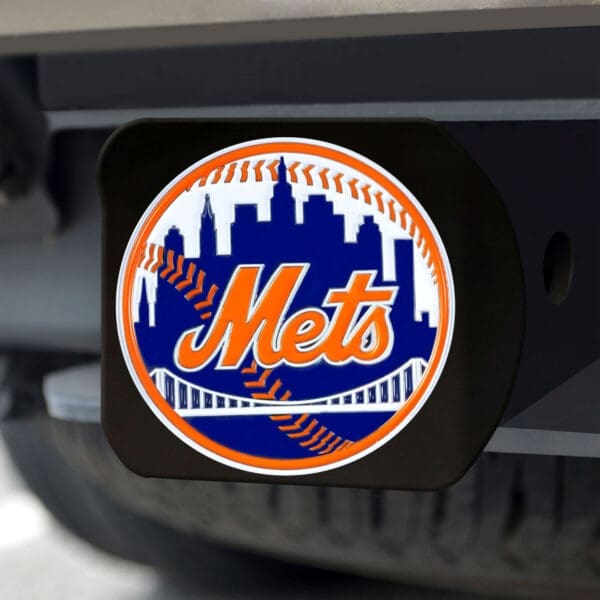 New York Mets Black Metal Hitch Cover - 3D Color Emblem