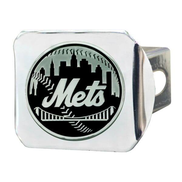 New York Mets Chrome Metal Hitch Cover with Chrome Metal 3D Emblem 1