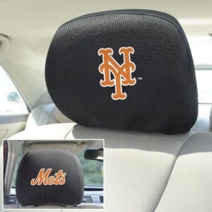 New York Mets Embroidered Head Rest Cover Set - 2 Pieces
