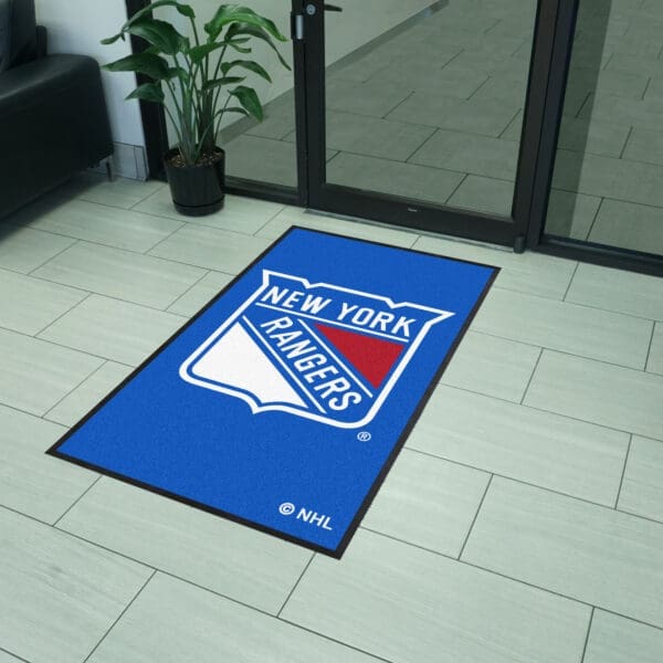 New York Rangers 3X5 High-Traffic Mat with Durable Rubber Backing - Portrait Orientation-12868