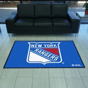 New York Rangers 4X6 High-Traffic Mat with Durable Rubber Backing - Landscape Orientation-12869