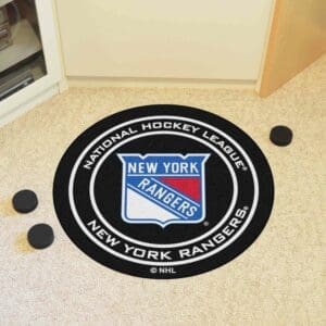 New York Rangers Hockey Puck Rug - 27in. Diameter-10472