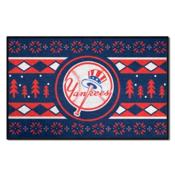 New York Yankees Holiday Sweater Starter Mat Accent Rug 19in. x 30in 1 1 scaled