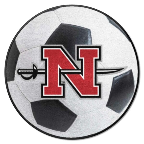 Nicholls State Colonels Soccer Ball Rug 27in. Diameter 1 scaled