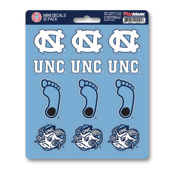 North Carolina Tar Heels 12 Count Mini Decal Sticker Pack 1