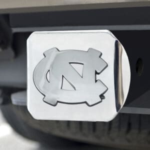 North Carolina Tar Heels Chrome Metal Hitch Cover with Chrome Metal 3D Emblem