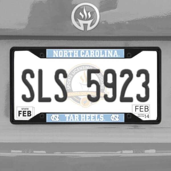 North Carolina Tar Heels Metal License Plate Frame Black Finish