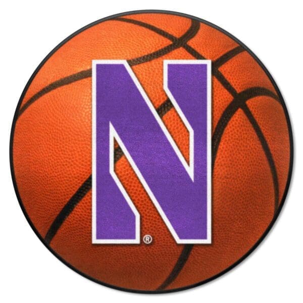 Northwestern Wildcats Basketball Rug 27in. Diameter 1 scaled