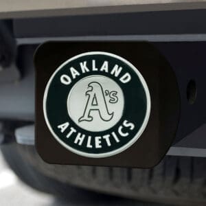 Oakland Athletics Black Metal Hitch Cover with Metal Chrome 3D Emblem