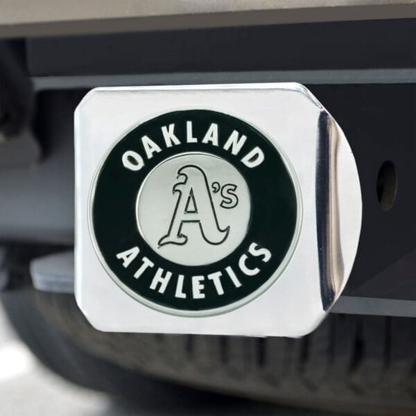 Oakland Athletics Chrome Metal Hitch Cover with Chrome Metal 3D Emblem