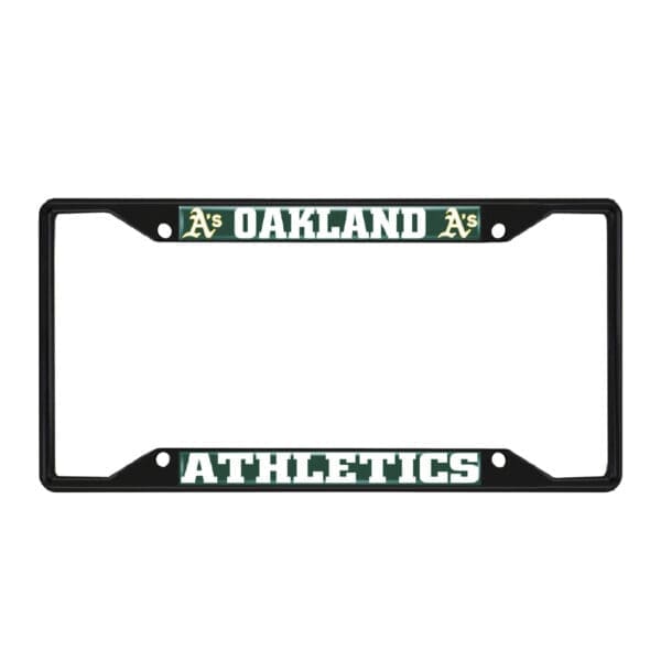 Oakland Athletics Metal License Plate Frame Black Finish 1