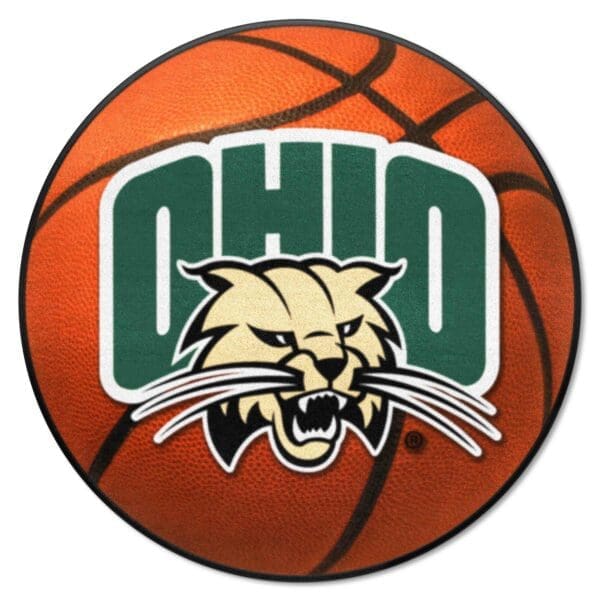 Ohio Bobcats Basketball Rug 27in. Diameter 1 scaled