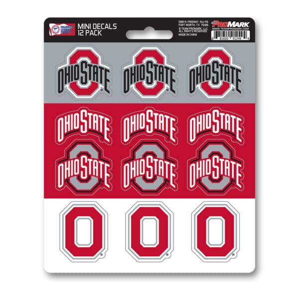 Ohio State Buckeyes 12 Count Mini Decal Sticker Pack 1