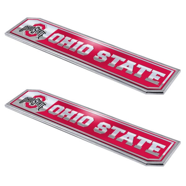 Ohio State Buckeyes 2 Piece Heavy Duty Aluminum Embossed Truck Emblem Set 1