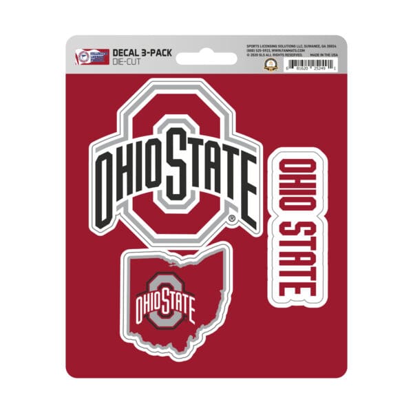 Ohio State Buckeyes 3 Piece Decal Sticker Set 1