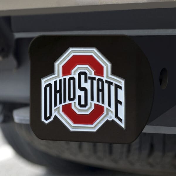 Ohio State Buckeyes Black Metal Hitch Cover - 3D Color Emblem