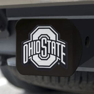 Ohio State Buckeyes Black Metal Hitch Cover with Metal Chrome 3D Emblem