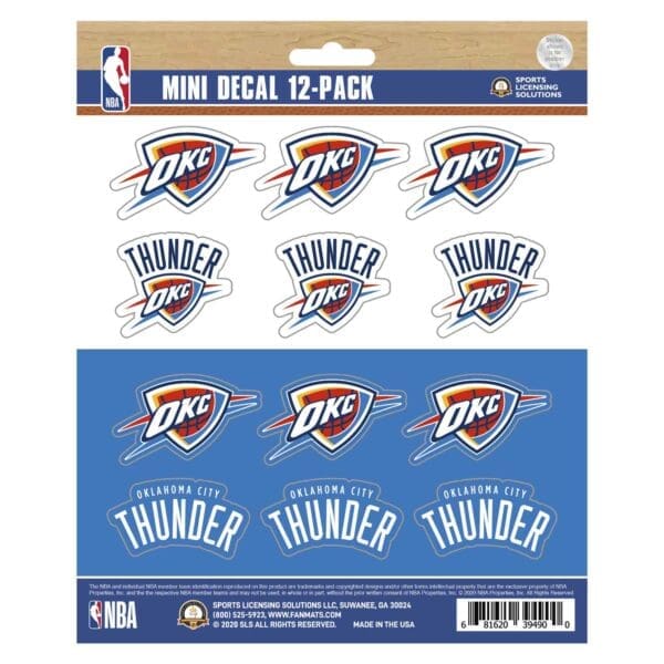 Oklahoma City Thunder 12 Count Mini Decal Sticker Pack 63254 1