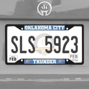 Oklahoma City Thunder Metal License Plate Frame Black Finish-31336