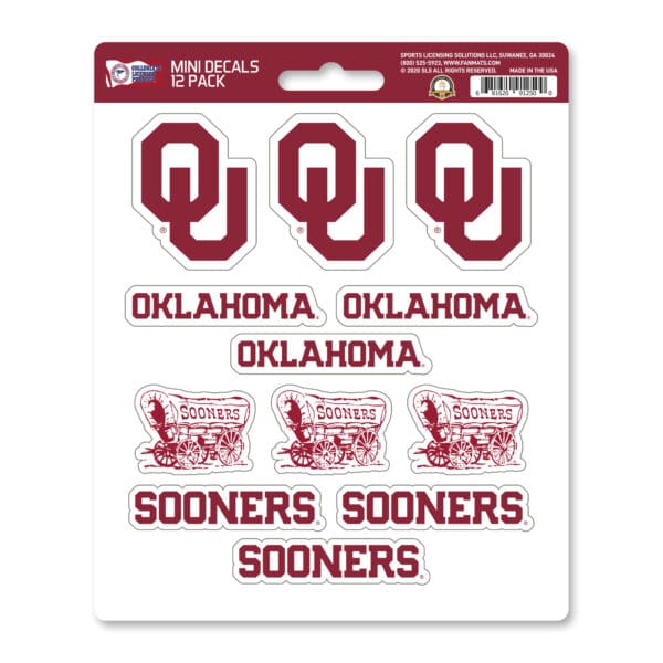 Oklahoma Sooners 12 Count Mini Decal Sticker Pack 1