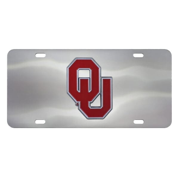 Oklahoma Sooners 3D Stainless Steel License Plate 1