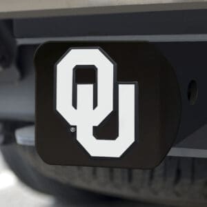 Oklahoma Sooners Black Metal Hitch Cover with Metal Chrome 3D Emblem