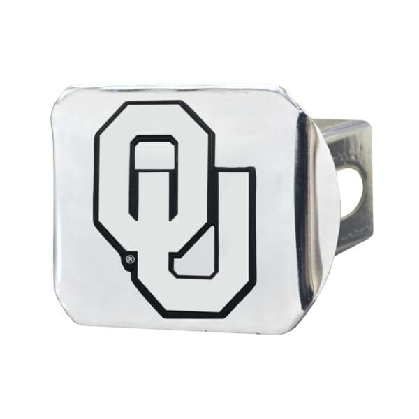 Oklahoma Sooners Chrome Metal Hitch Cover with Chrome Metal 3D Emblem 1