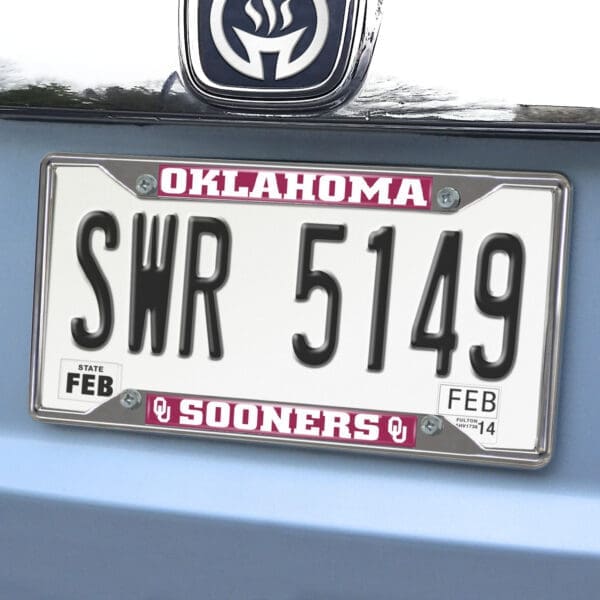 Oklahoma Sooners Chrome Metal License Plate Frame