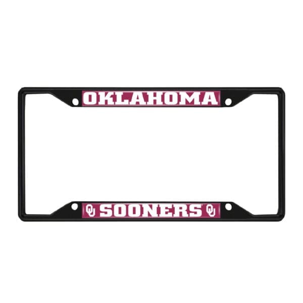 Oklahoma Sooners Metal License Plate Frame Black Finish 1