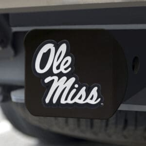 Ole Miss Rebels Black Metal Hitch Cover with Metal Chrome 3D Emblem