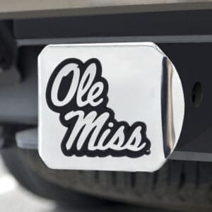 Ole Miss Rebels Chrome Metal Hitch Cover with Chrome Metal 3D Emblem