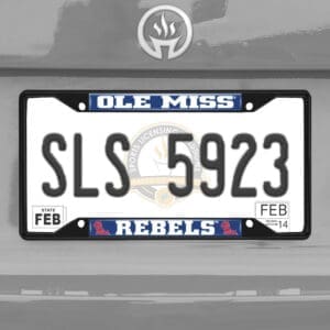 Ole Miss Rebels Metal License Plate Frame Black Finish