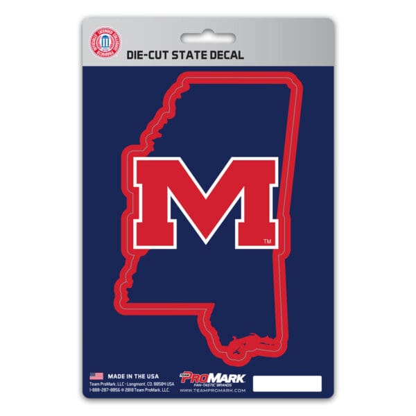 Ole Miss Rebels Team State Shape Decal Sticker 1