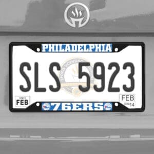 Philadelphia 76ers Metal License Plate Frame Black Finish-31338