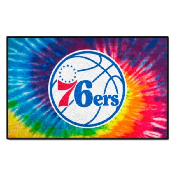 Philadelphia 76ers Tie Dye Starter Mat Accent Rug 19in. x 30in. 34411 1 scaled