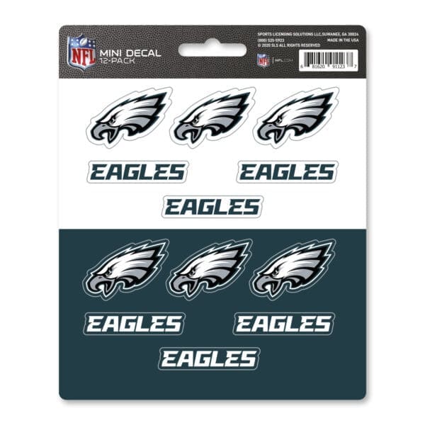 Philadelphia Eagles 12 Count Mini Decal Sticker Pack 1