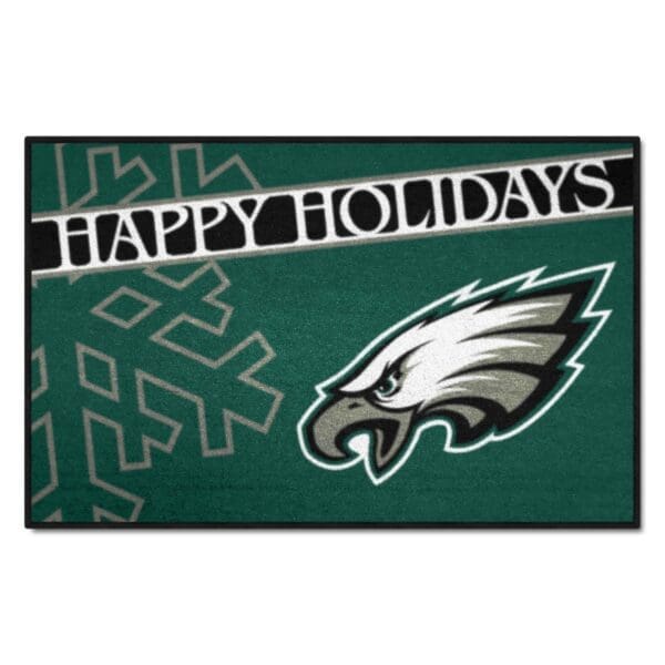 Philadelphia Eagles Starter Mat Accent Rug 19in. x 30in. Happy Holidays Starter Mat 1 scaled