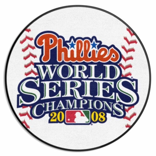Philadelphia Phillies 2008 MLB World Series Champions Baseball Rug 27in. Diameter 1 scaled