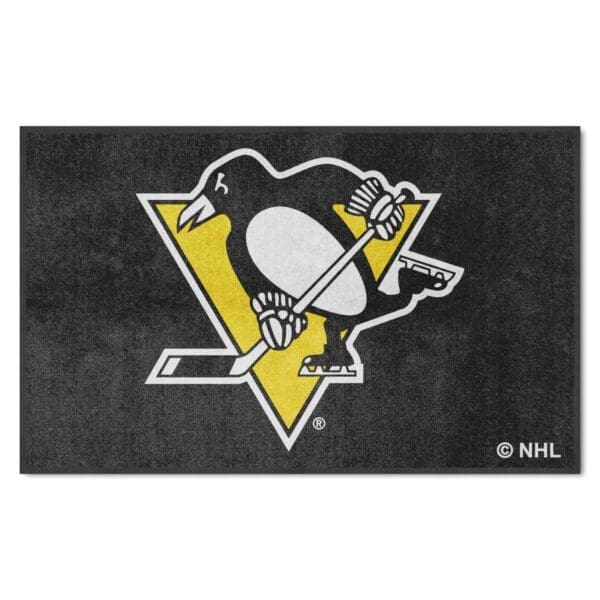 Pittsburgh Penguins 4X6 High Traffic Mat with Durable Rubber Backing Landscape Orientation 12877 1 scaled
