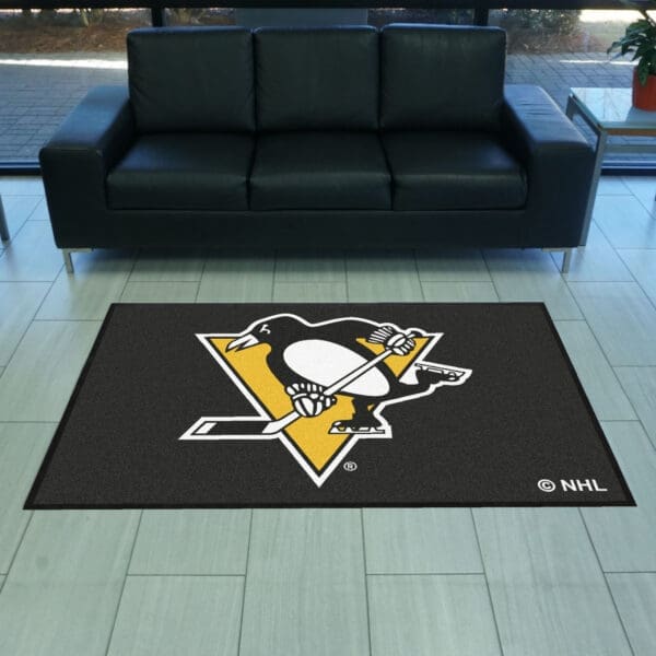 Pittsburgh Penguins 4X6 High-Traffic Mat with Durable Rubber Backing - Landscape Orientation-12877