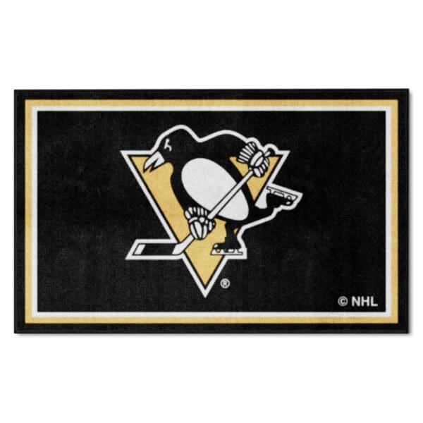 Pittsburgh Penguins 4ft. x 6ft. Plush Area Rug 10438 1 scaled