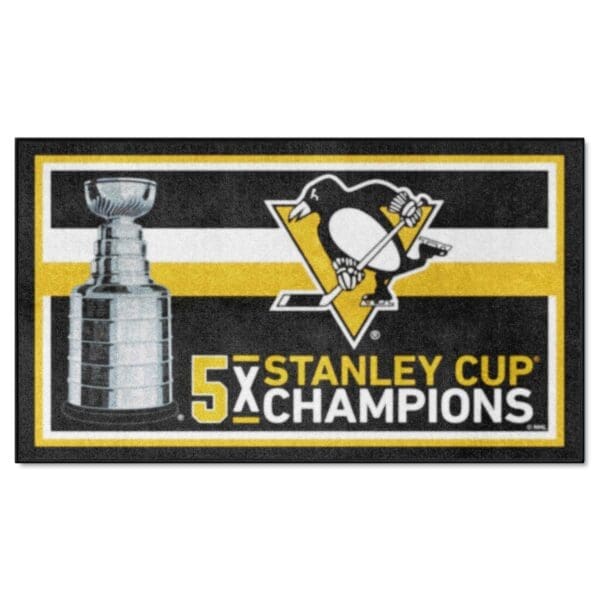 Pittsburgh Penguins Dynasty 3ft. x 5ft. Plush Area Rug 34342 1 scaled