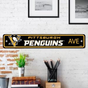 Pittsburgh Penguins Team Color Street Sign Décor 4in. X 24in. Lightweight-32236