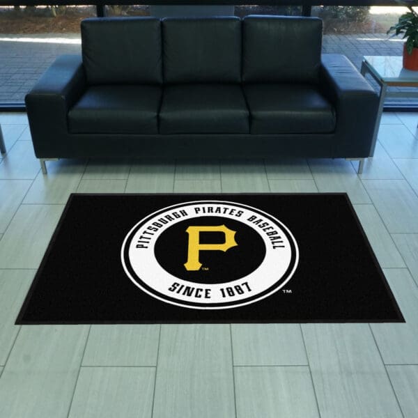 Pittsburgh Pirates 4X6 High-Traffic Mat with Durable Rubber Backing - Landscape Orientation