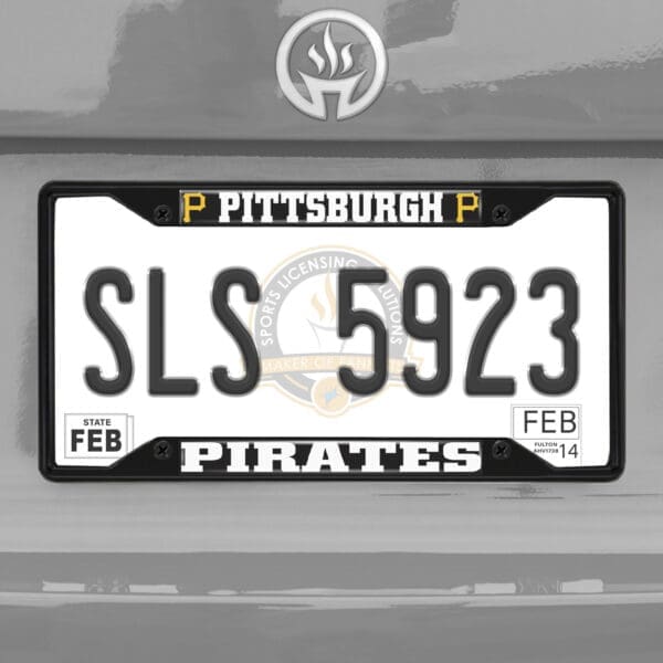 Pittsburgh Pirates Metal License Plate Frame Black Finish