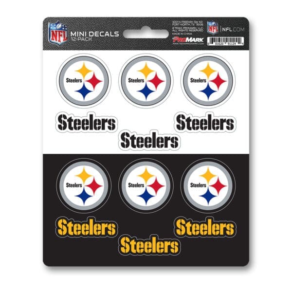 Pittsburgh Steelers 12 Count Mini Decal Sticker Pack 1
