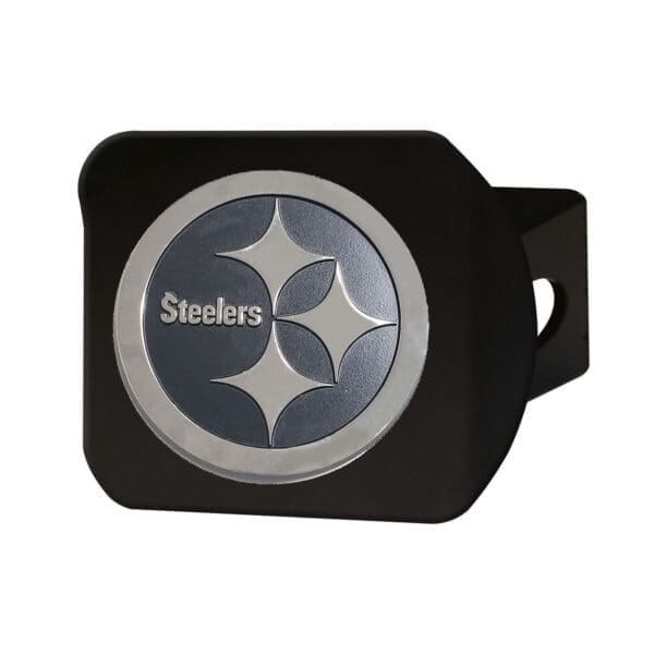 Pittsburgh Steelers Black Metal Hitch Cover with Metal Chrome 3D Emblem 1 1