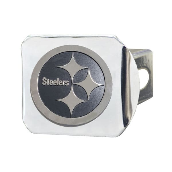 Pittsburgh Steelers Chrome Metal Hitch Cover with Chrome Metal 3D Emblem 1 1