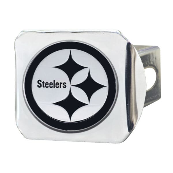Pittsburgh Steelers Chrome Metal Hitch Cover with Chrome Metal 3D Emblem 1